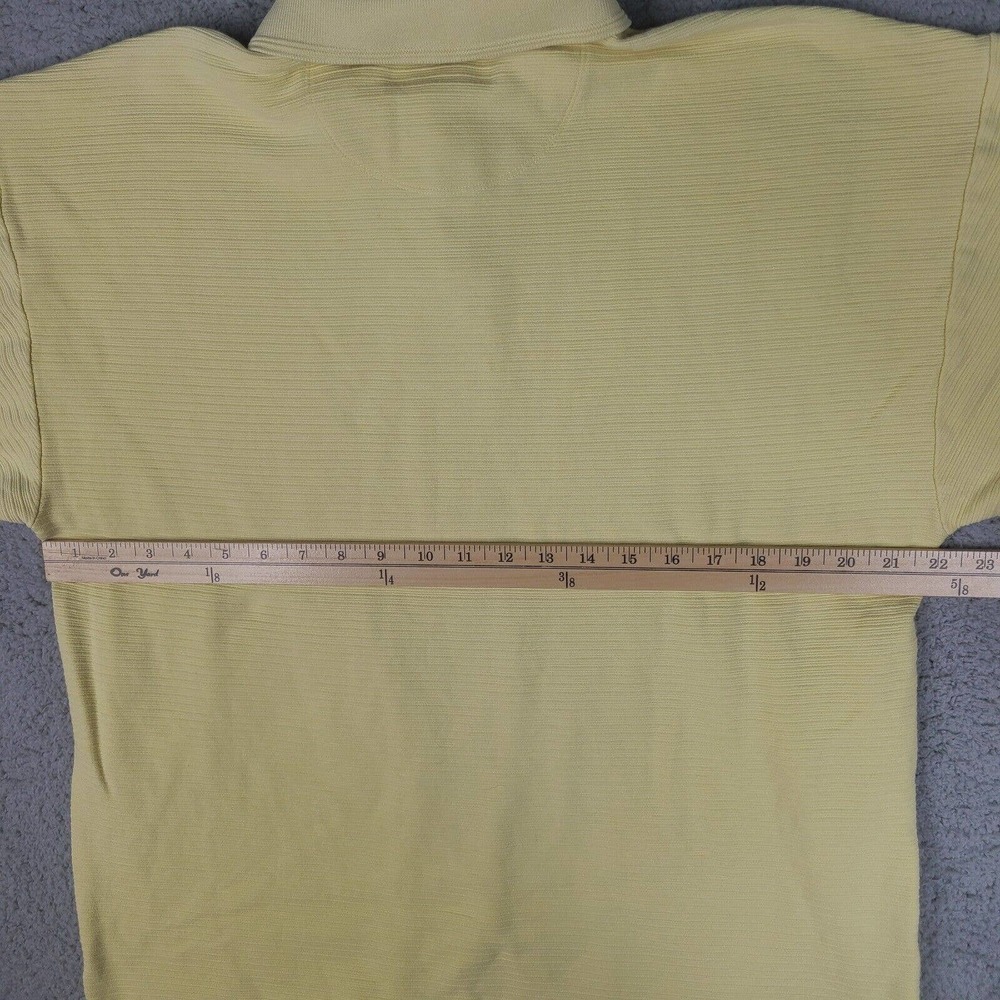 Tommy Bahama‎ Polo Shirt Mens XL Yellow Ribbed Striped Silk Cotton Short Sleeve - Picture 7 of 10